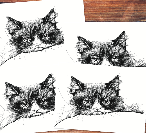 5 Postkarten mit einer grumpy Cat: Im Set befinden sich fünf Karten des gleichen Motivs. Größe/Maße/Gewicht: Fünf Postkarten im Format DIN A6 (148 x 105 mm)
Verwendete Materialien: 280 g/qm Chromokarton einseitig
Herstellungsart: Digitaldruck