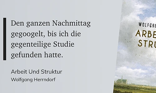 Das Zitat auf grauem Grund: Den ganzen Nachmittag gegoogelt, bis ich die gegenteilige Studie gefunden hatte.
