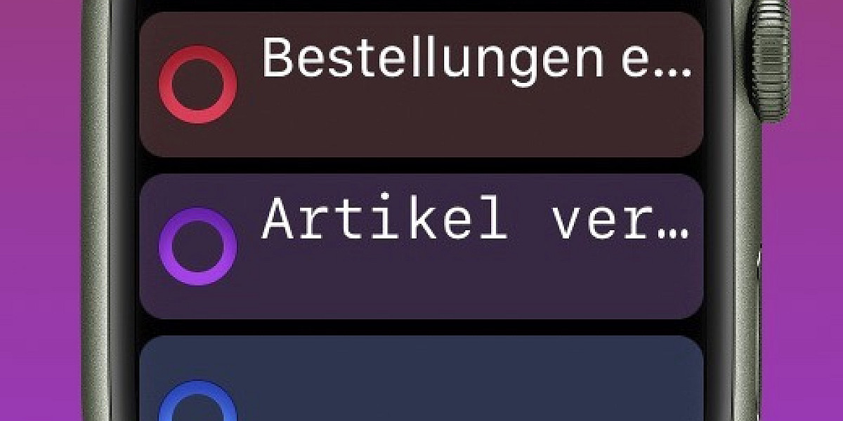 Simulation der App auf einer grünen Apple Watch. Zu sehen sind drei Tots.