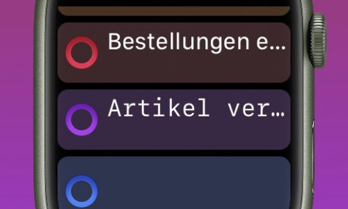 Simulation der App auf einer grünen Apple Watch. Zu sehen sind drei Tots.