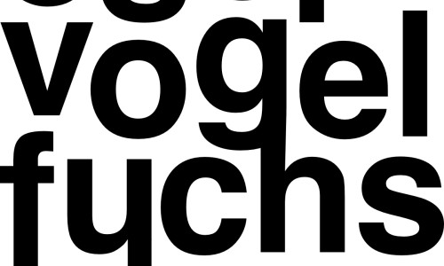 Schwarzer Schriftzug aus den Worten Esel, Vogel, Fuchs