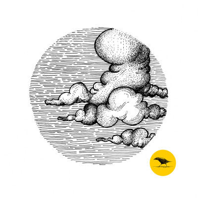 Schwarzweisse Tintezeichnung einer Wolke
