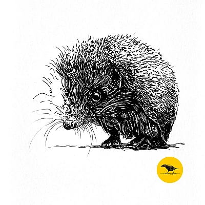 Schwarzweisse Tintezeichnung eines Igels