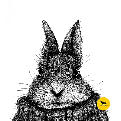 Schwarzweisse Tintezeichnung eines Hasen